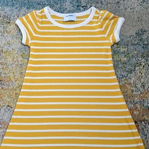Old Navy Yellow and White Striped  Girls T - shirt Dress